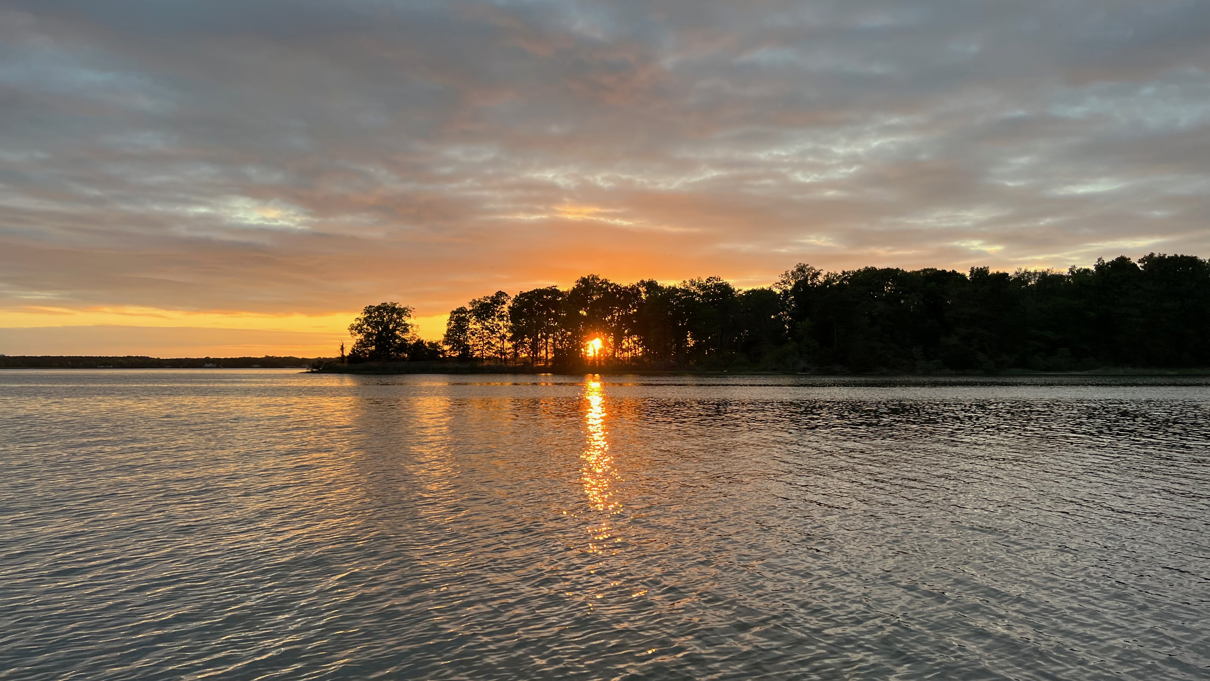 lake island golden sunset