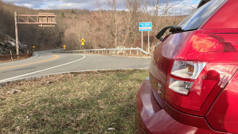 red car mountain road
