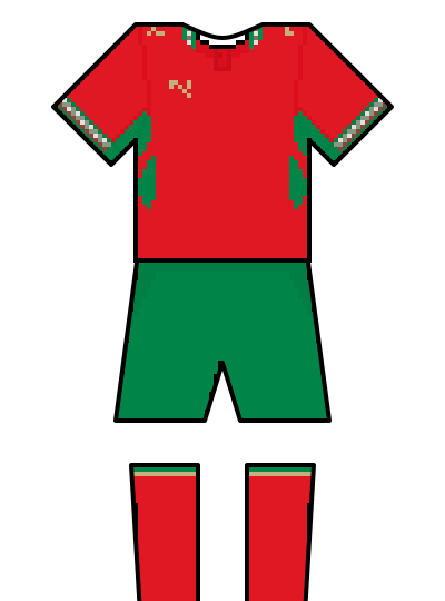 Morocco 2026 home kit — fan-drawn representation
